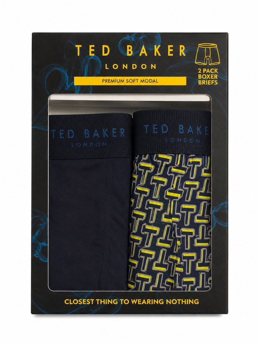 Ted Baker Navy & Yellow Pattern 2-Pack Modal Boxer Briefs